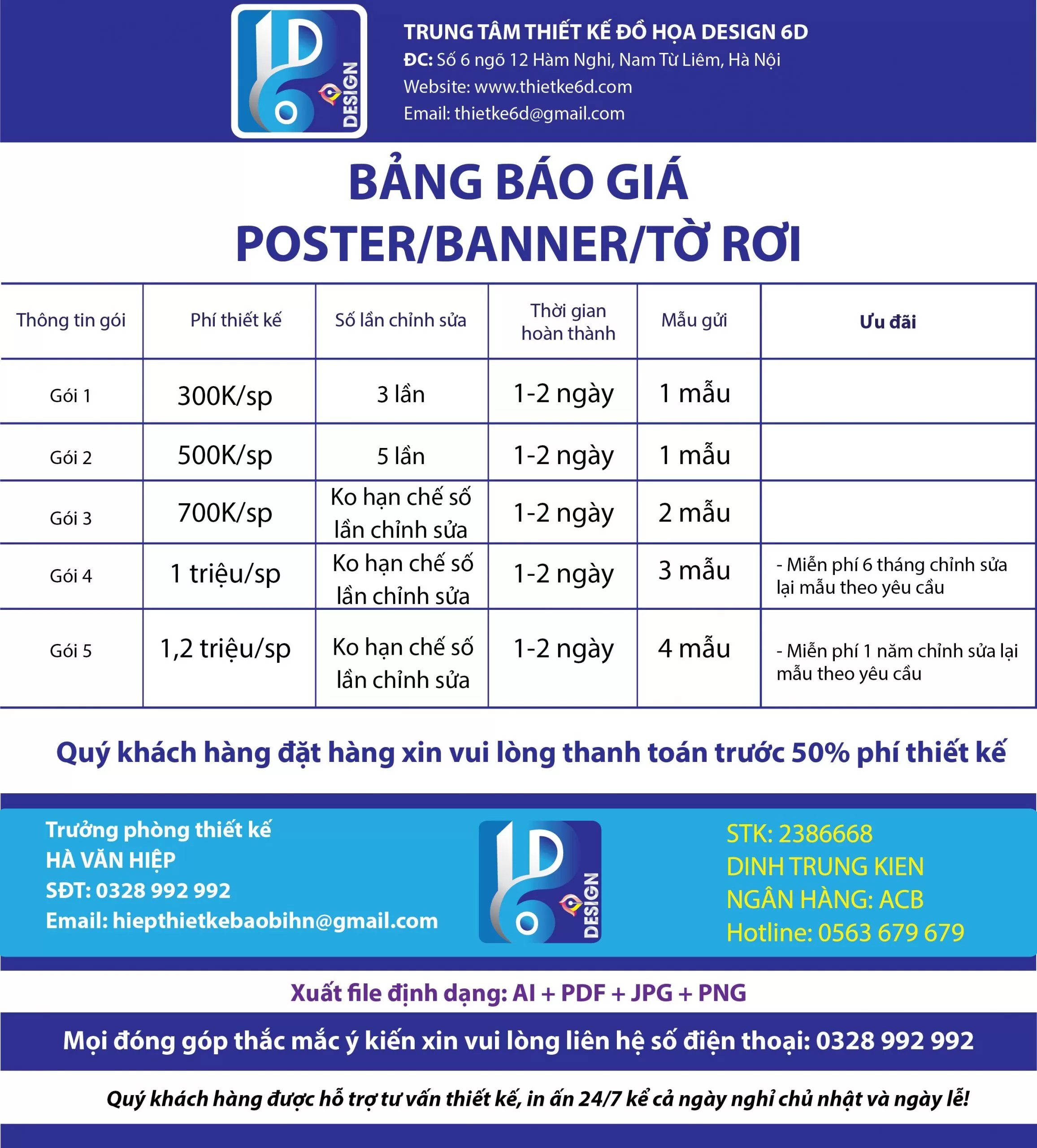 Giá thiết kế banner quảng cáo tại Thiết Kế 6D